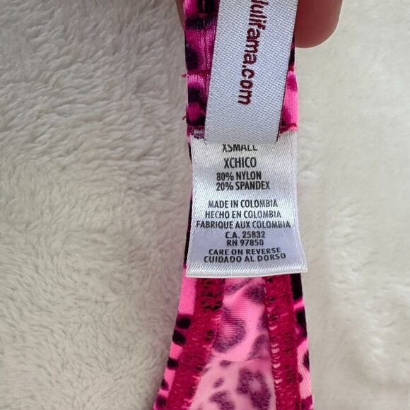 Luli Fama Bikini Pink Leopard Bandeau Push Up Top Ruched Brazilian Bottom - Picture 8 of 10